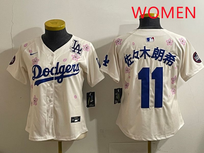 Women Los Angeles Dodgers 11 R.Sasaki Cream Sakura Edition 2025 Nike MLB Jersey style 39